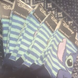 Disney Blue and Aqua Striped Crew Socks
